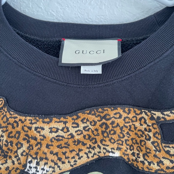 Gucci Black Sweatshirt with Leopard Design - Picture 2 of 5
